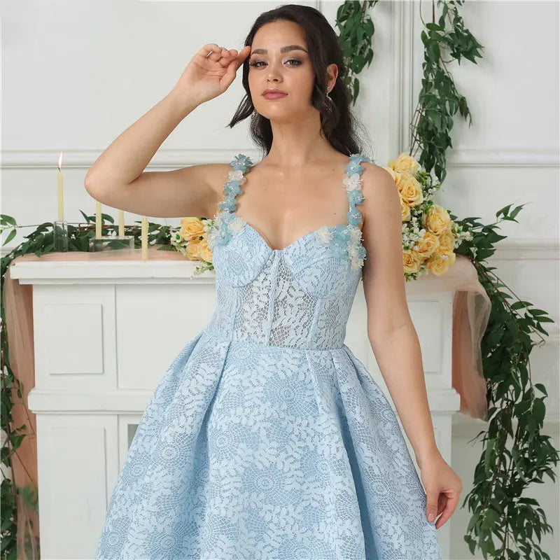 Savannah Flowers Crystal Lace Formal Dress Mscooco.co.uk