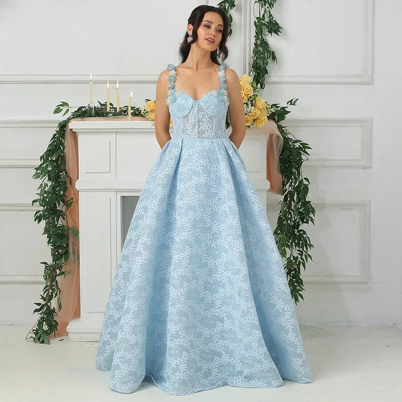 Savannah Flowers Crystal Lace Formal Dress Mscooco.co.uk