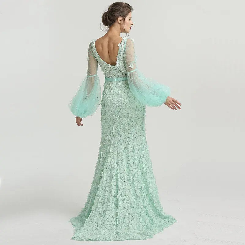 Serenity Flowers Pearls Formal Dress Mscooco.co.uk