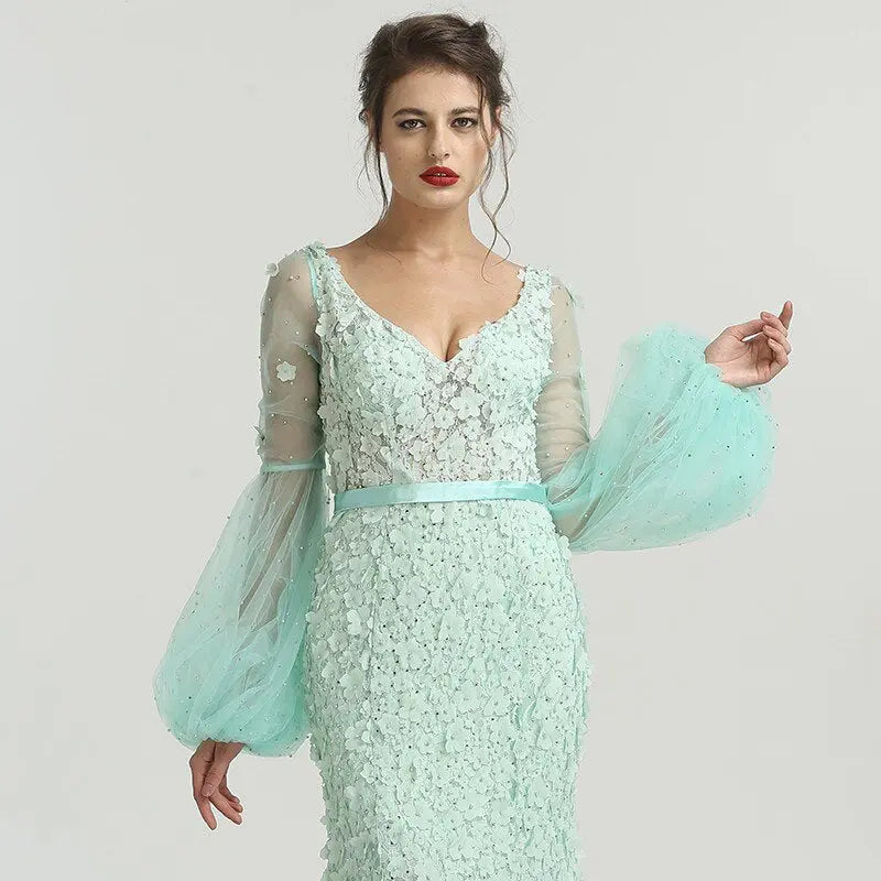 Serenity Flowers Pearls Formal Dress Mscooco.co.uk
