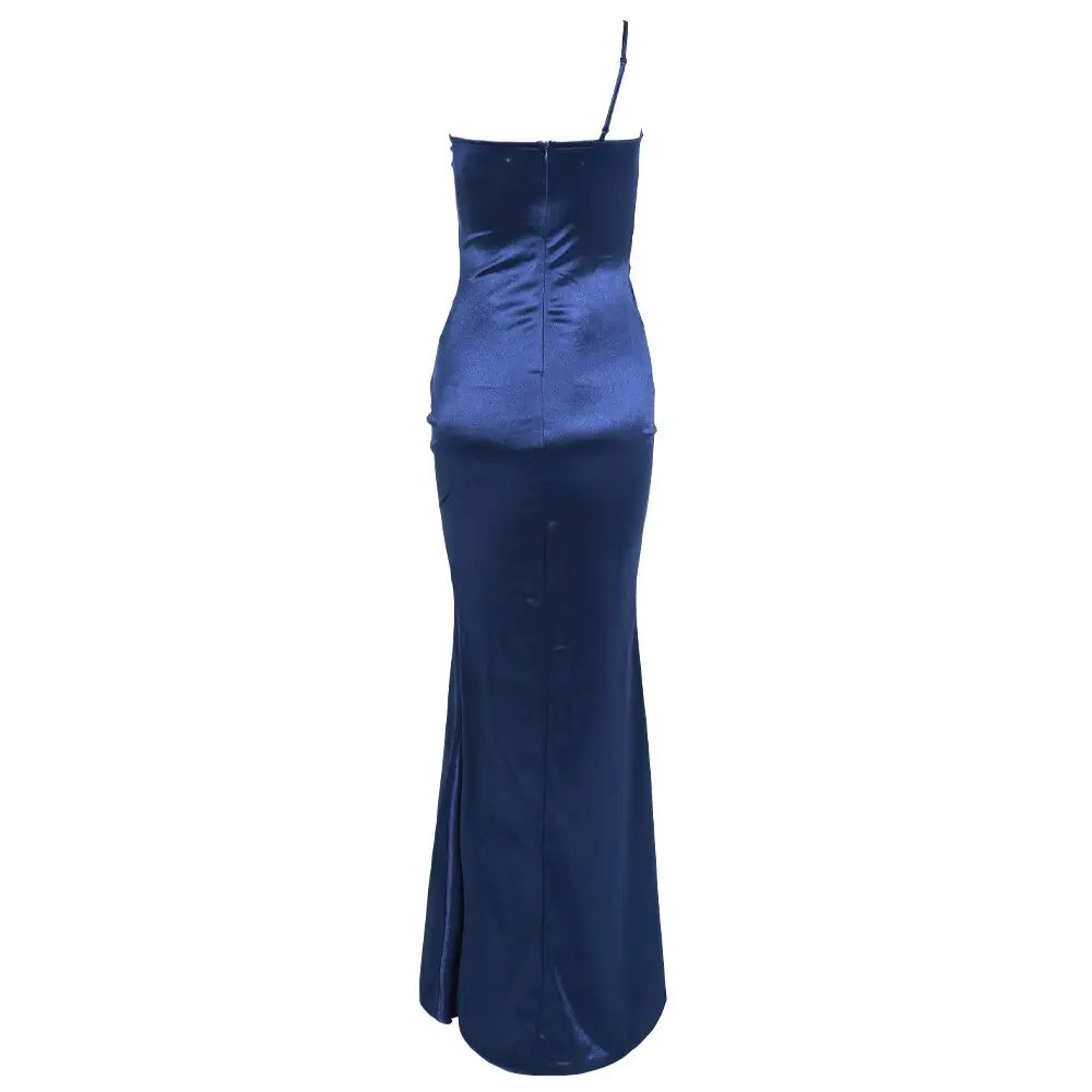Sexy Irregular Neck Off Shoulder High Split Maxi Dress - MSCOOCO