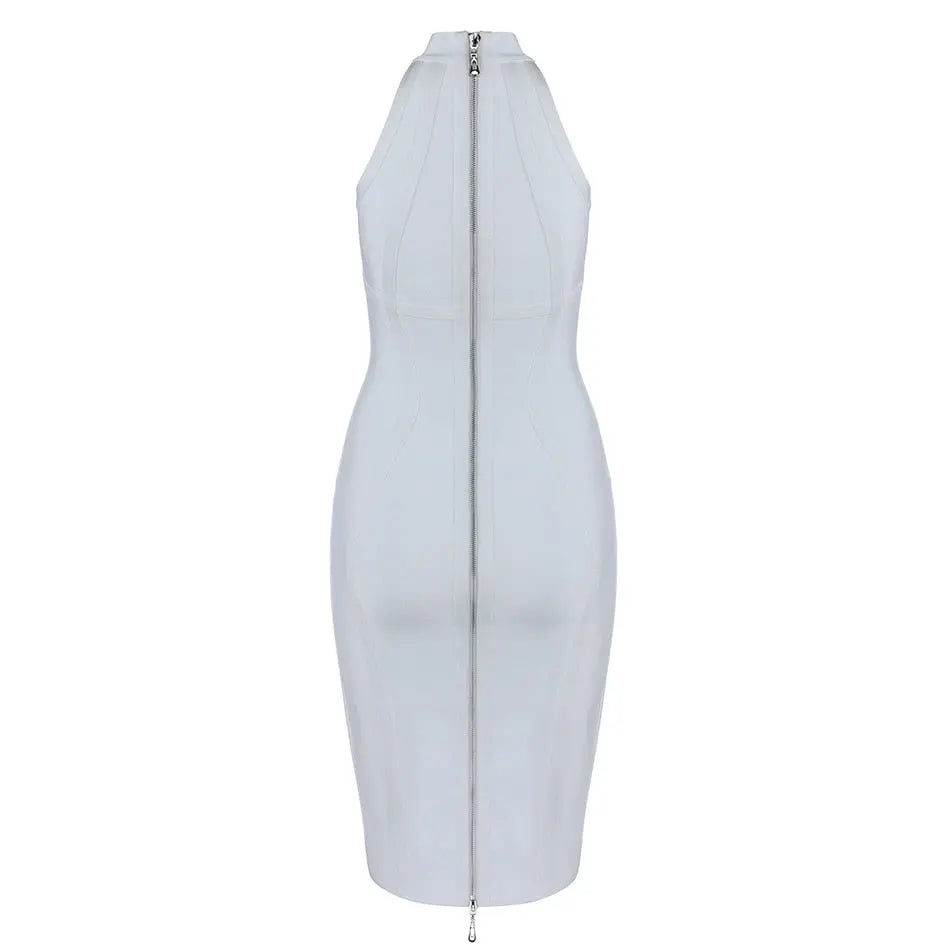 Striped Midi Bodycon Party Dress - MSCOOCO
