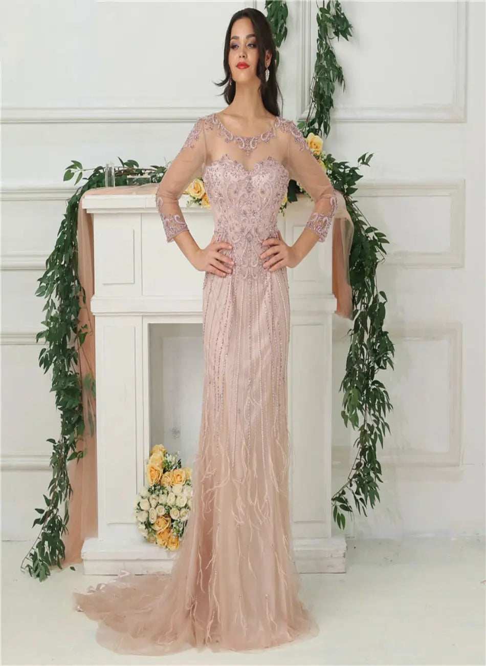 Sylvie Beading Sequined Evening Dress Mscooco.co.uk