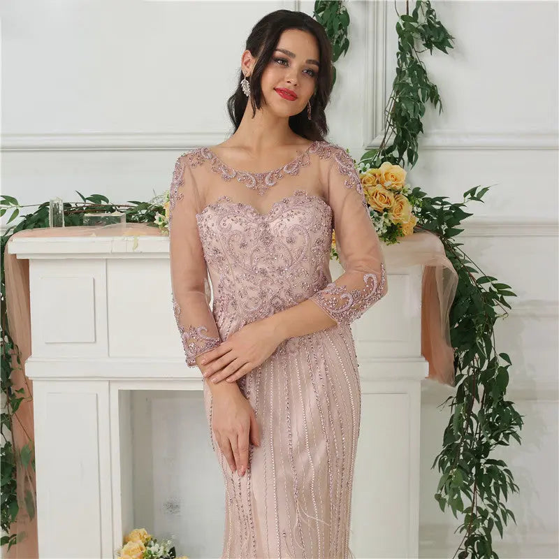 Sylvie Beading Sequined Evening Dress Mscooco.co.uk