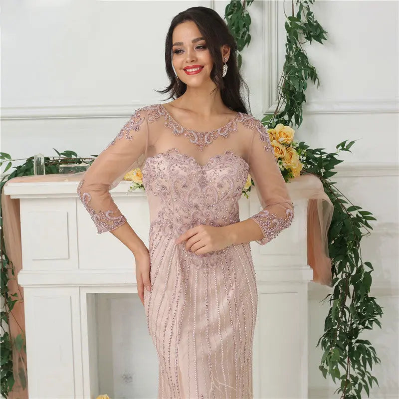 Sylvie Beading Sequined Evening Dress Mscooco.co.uk
