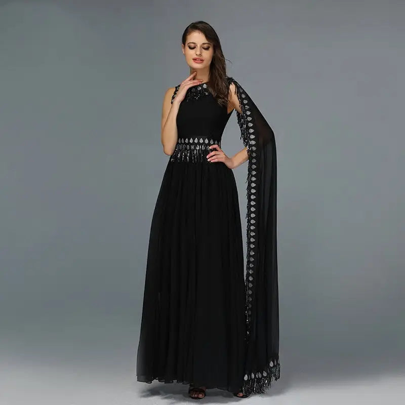 VANESSA - Sequined Sashes Evening Dress Mscooco.co.uk