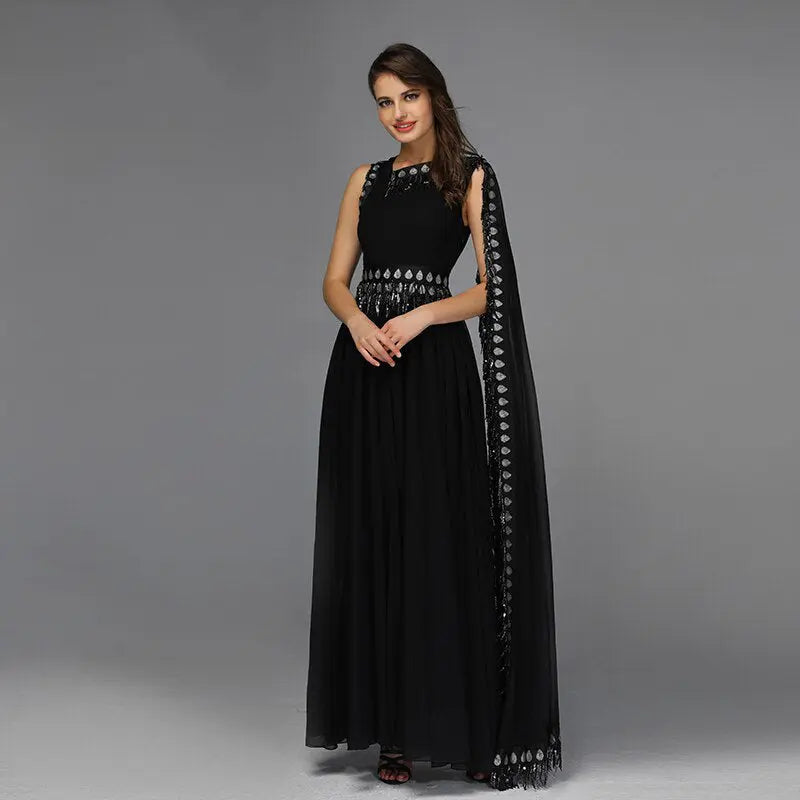 VANESSA - Sequined Sashes Evening Dress Mscooco.co.uk