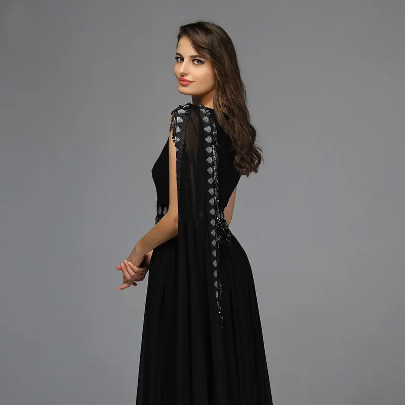 VANESSA - Sequined Sashes Evening Dress Mscooco.co.uk