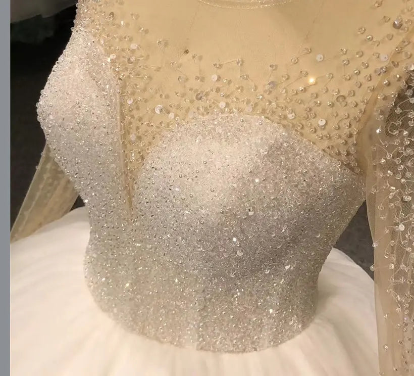 White Beading Sequins Bridal Gown Mscooco.co.uk