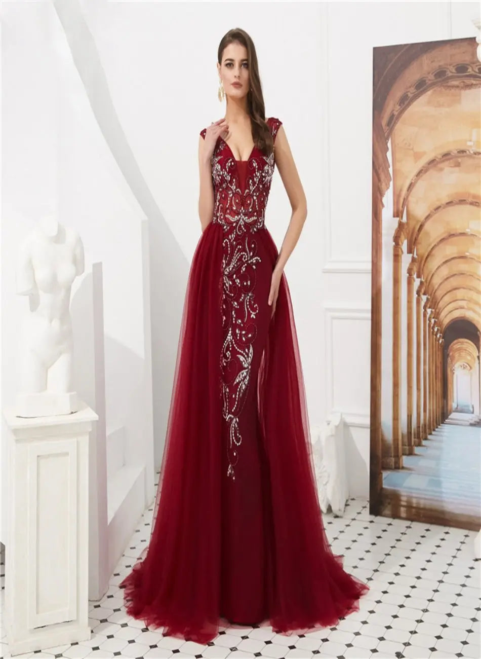 YARA Crystal Beaded Embellished Gown Mscooco.co.uk