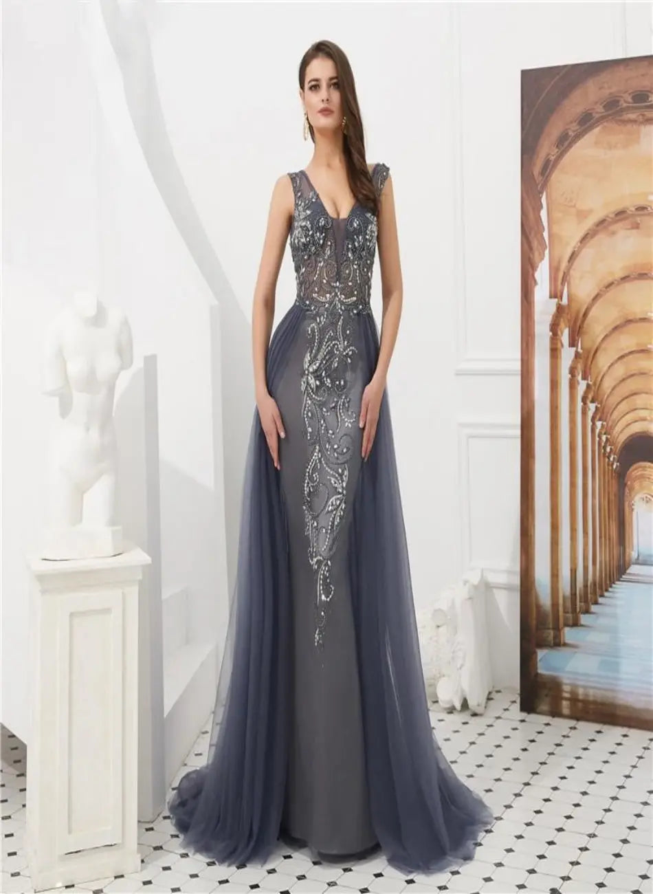 YARA Crystal Beaded Embellished Gown Mscooco.co.uk