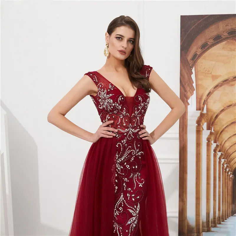 YARA Crystal Beaded Embellished Gown Mscooco.co.uk
