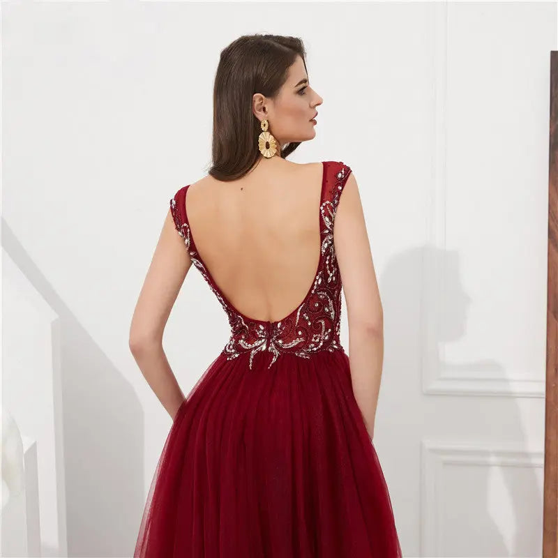 YARA Crystal Beaded Embellished Gown Mscooco.co.uk