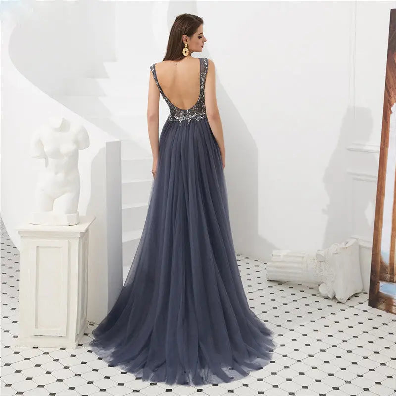 YARA Crystal Beaded Embellished Gown Mscooco.co.uk
