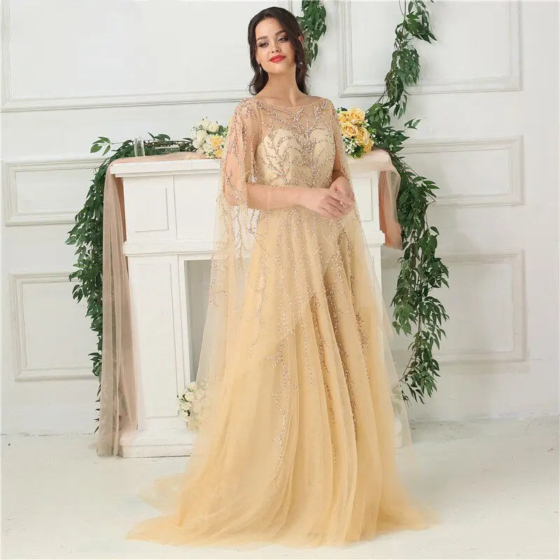 ZAYA - Shawl Yarn Beaded Evening Dress Mscooco.co.uk