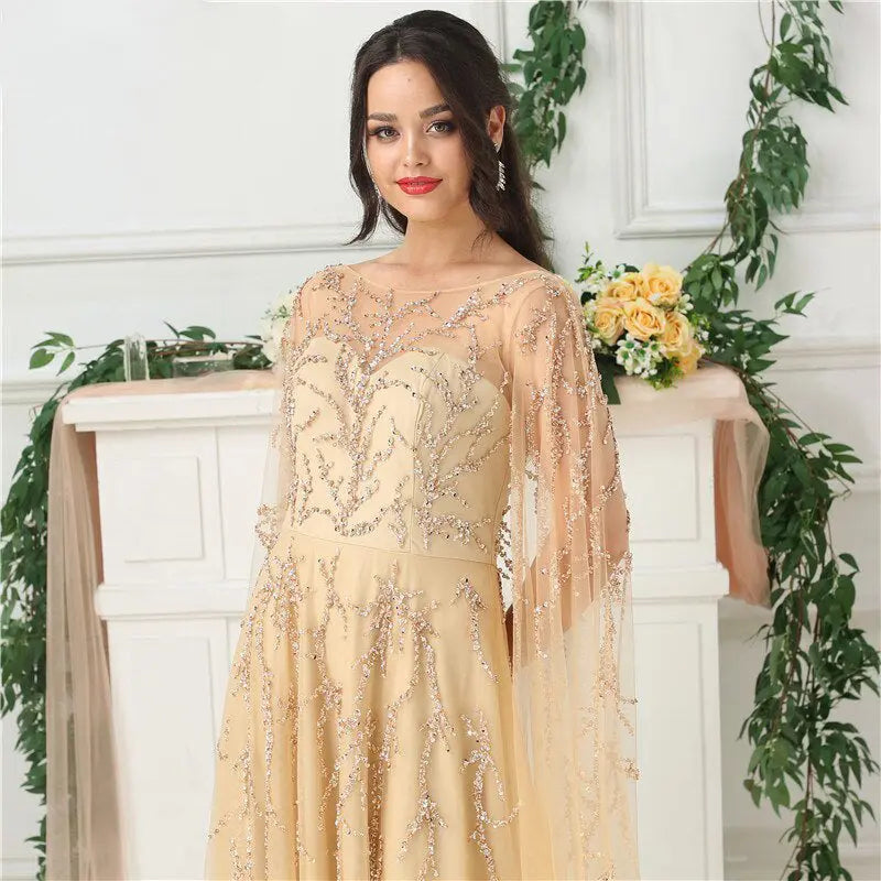 ZAYA - Shawl Yarn Beaded Evening Dress Mscooco.co.uk
