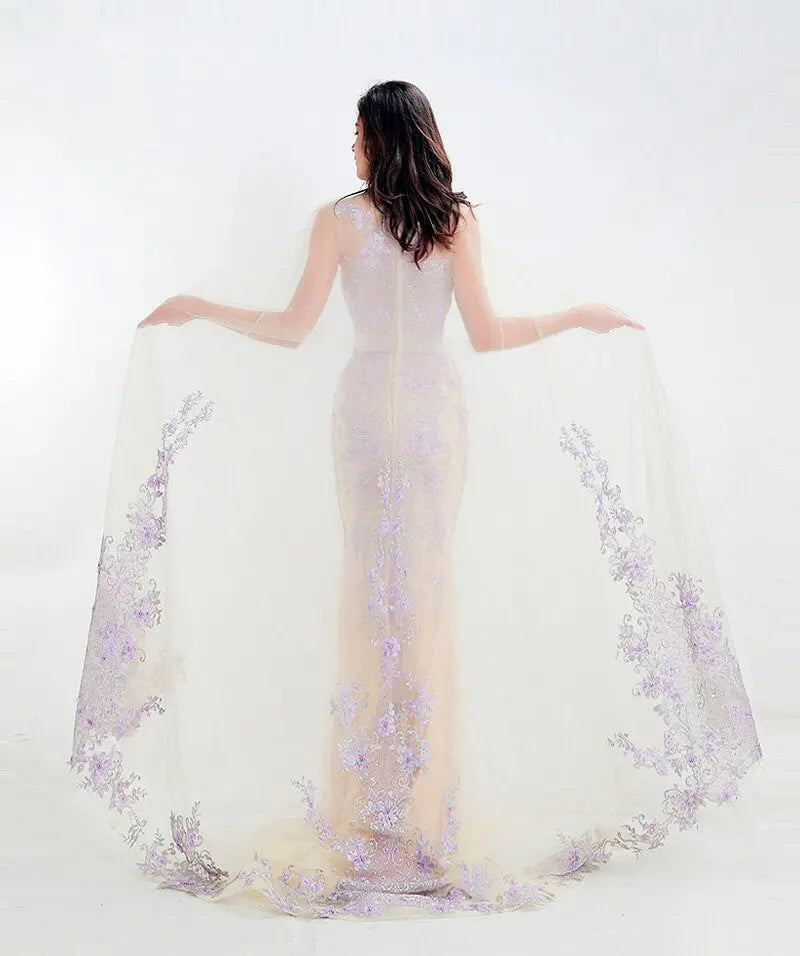 Zara - Champagne Embroidered Evening Gown Mscooco.co.uk