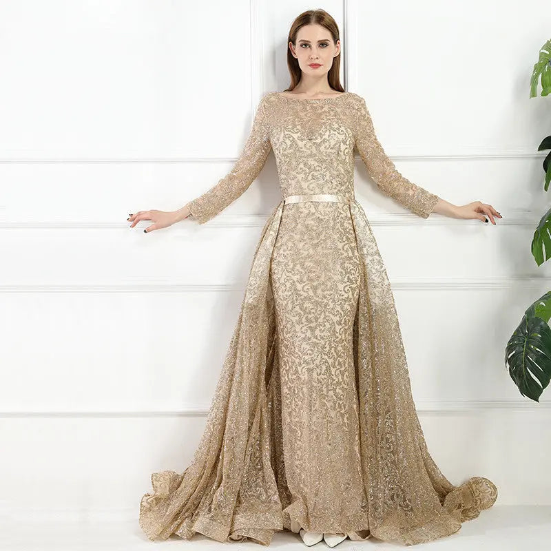 Zareen Glitter with train Evening Gown Mscooco.co.uk