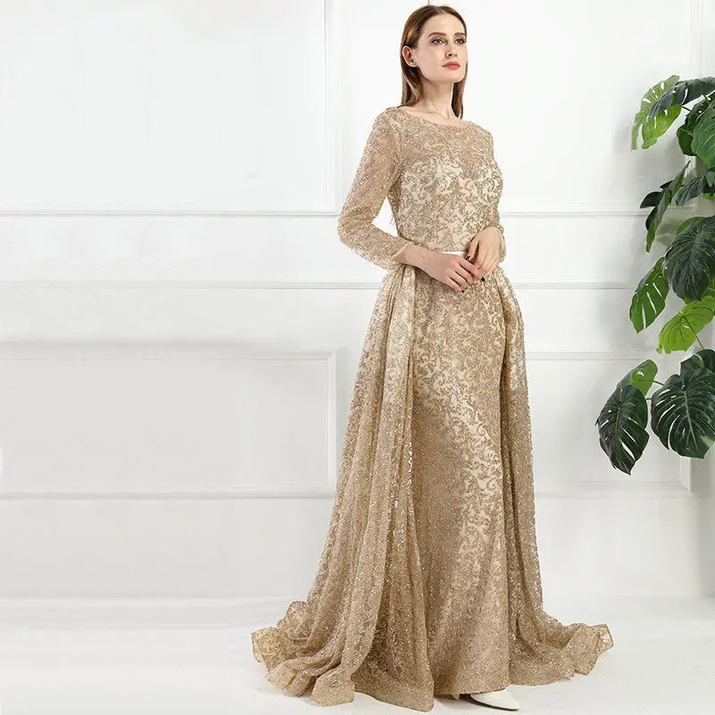 Zareen Glitter with train Evening Gown Mscooco.co.uk