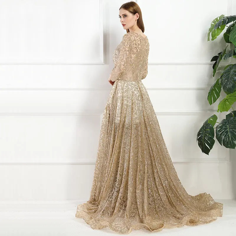 Zareen Glitter with train Evening Gown Mscooco.co.uk