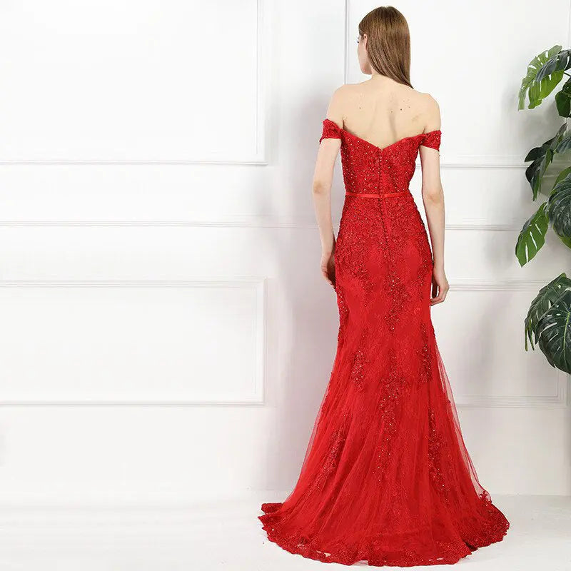 Zendaya Red Lace Mermaid Evening Dress Mscooco.co.uk