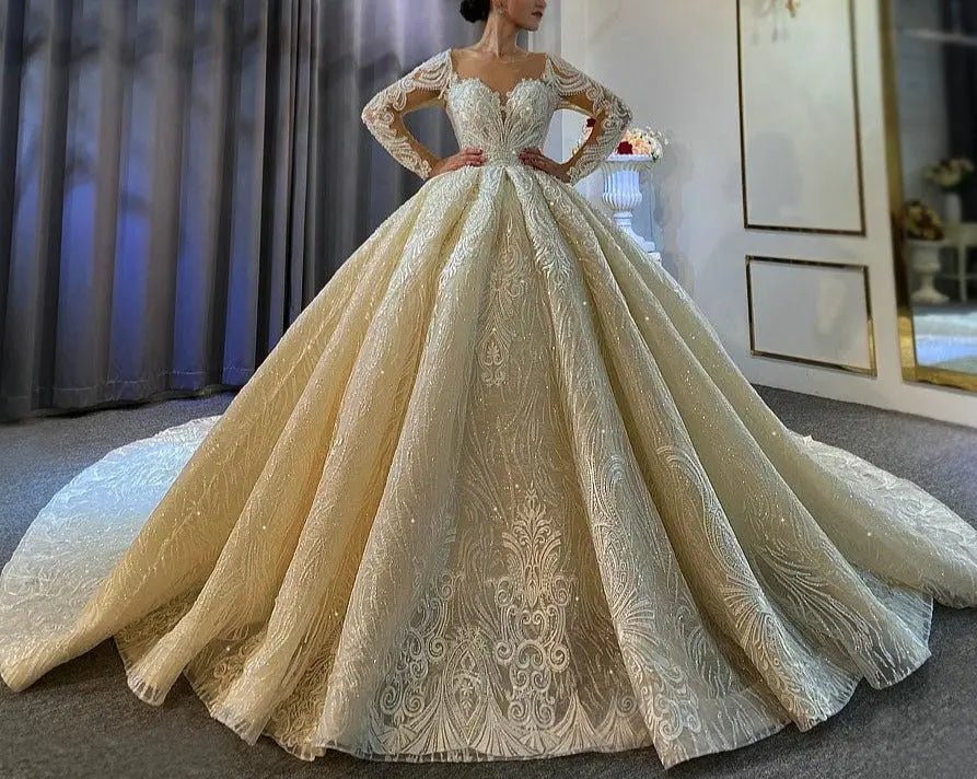 2021 Big Ball Gown Puffy Princess Wedding Dress - Mscooco.co.uk