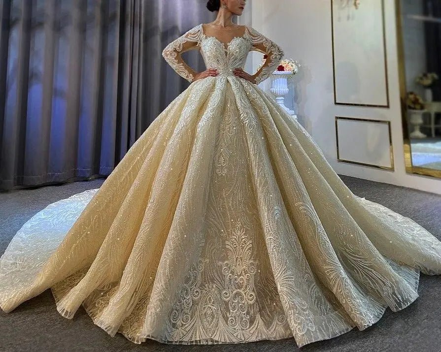 2021 Big Ball Gown Puffy Princess Wedding Dress - Mscooco.co.uk
