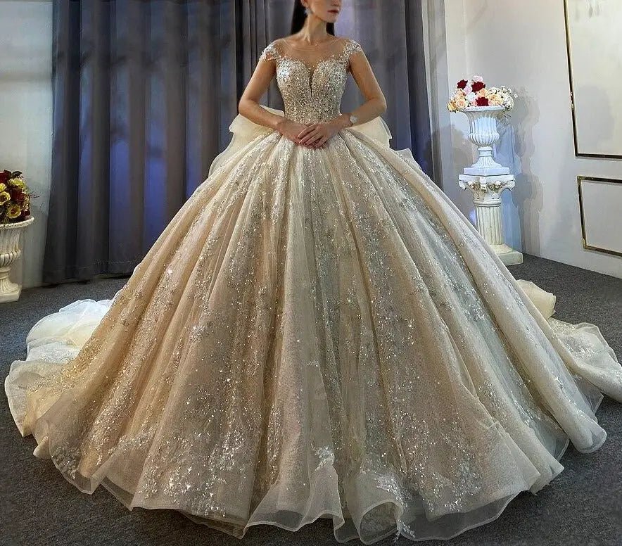 2021 New Design Ruffles Skirt Long Train Wedding Dress - Mscooco.co.uk