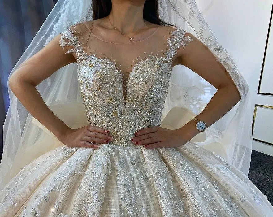 2021 New Design Ruffles Skirt Long Train Wedding Dress - Mscooco.co.uk