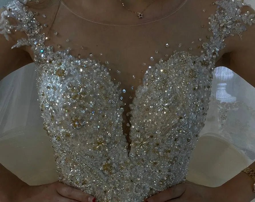 2021 New Design Ruffles Skirt Long Train Wedding Dress - Mscooco.co.uk