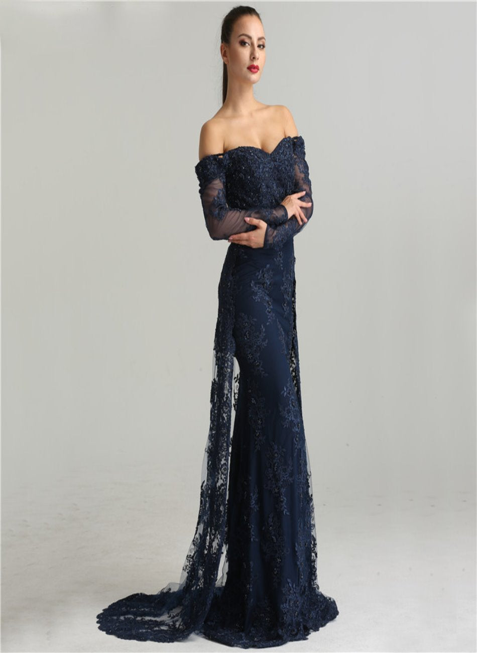 Sofia - Embroidery Pearls Evening Dress Mscooco.co.uk