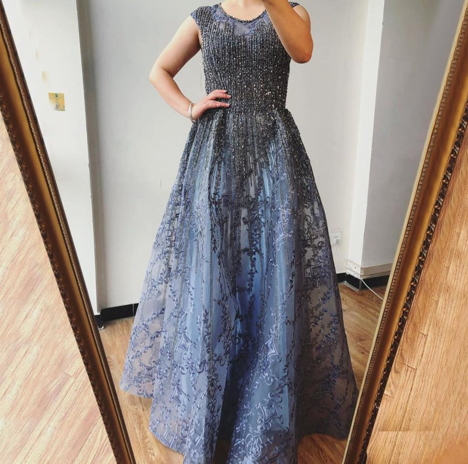 Suzanne Crystal Luxury A-Line Evening Dress Mscooco.co.uk