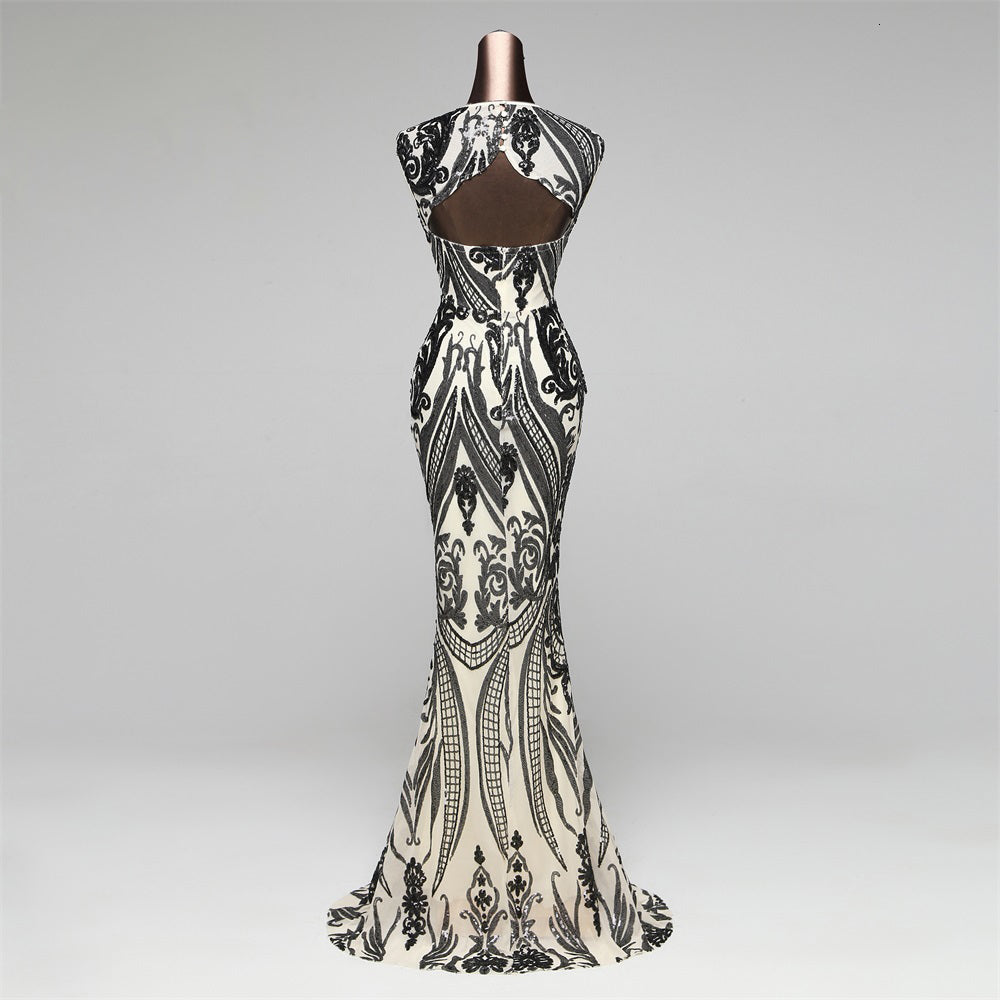 Vestido Backless Sequin Mermaid Formal Evening Dress - MSCOOCO