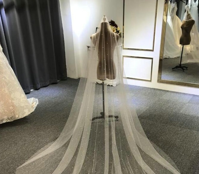 Pearls Wedding veils New luxury long bridal veil Mscooco.co.uk