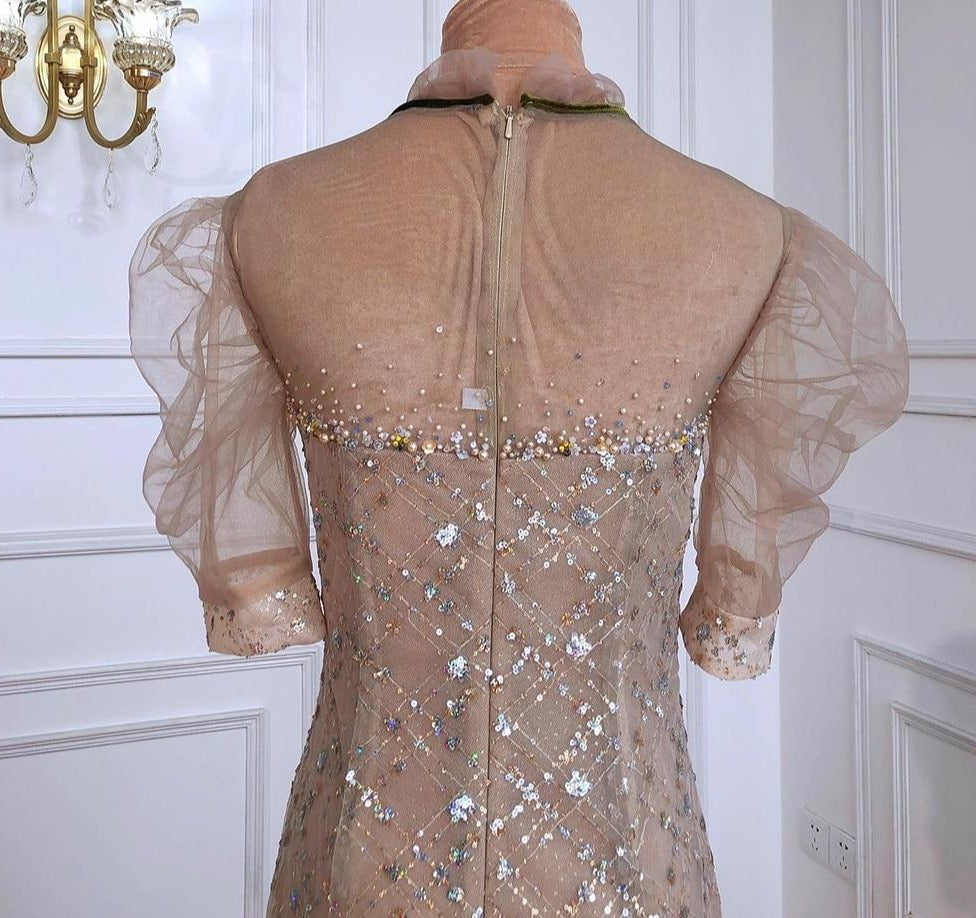 Zaylee Luxury Mermaid Half Puff Sleeves Evening Dress Mscooco.co.uk