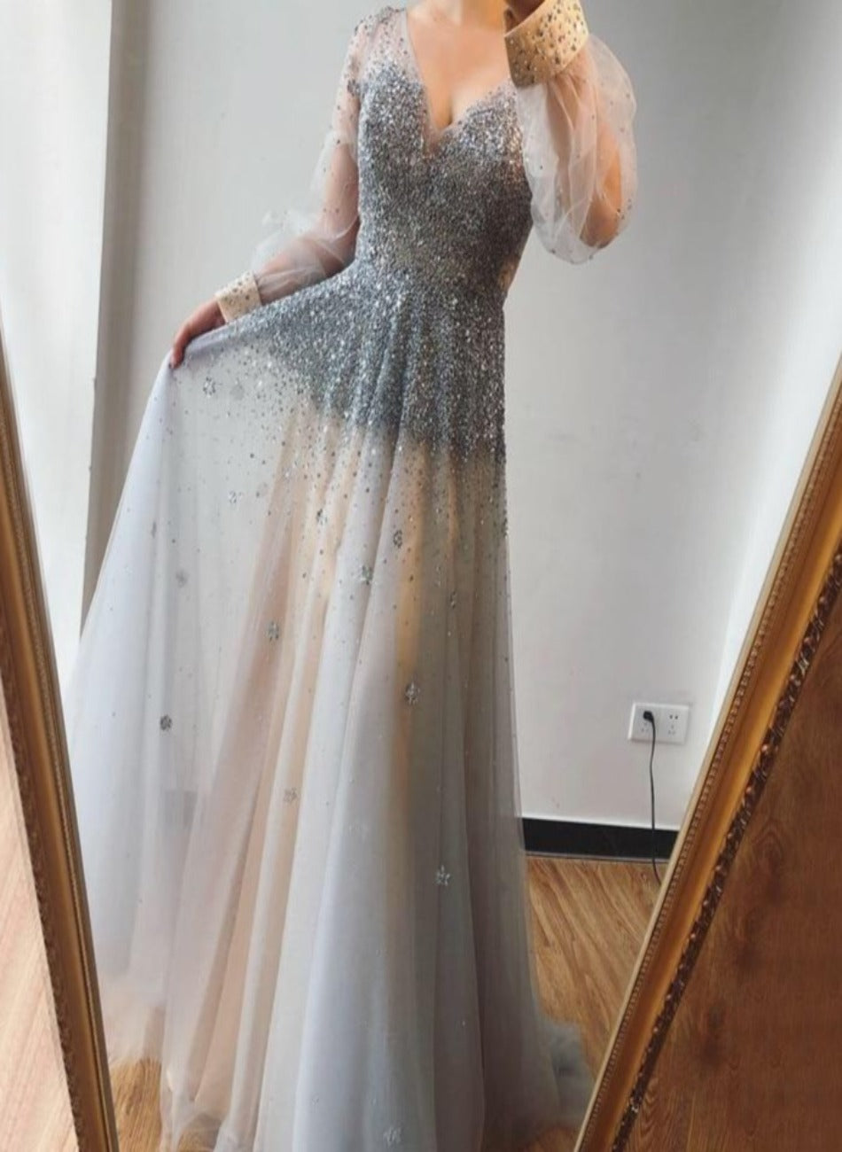 Lennox Long Sleeves Beading Evening Gown Mscooco.co.uk