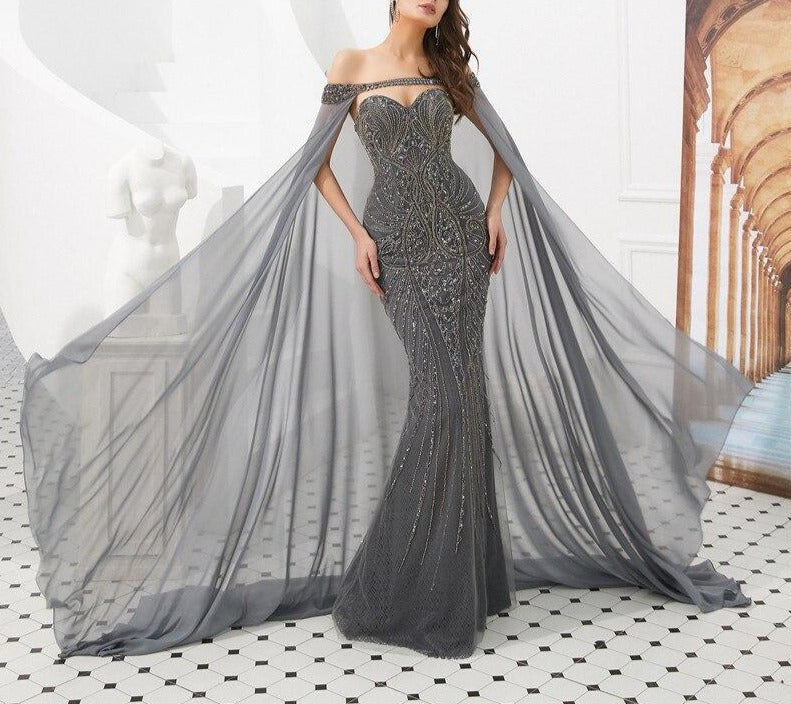 Tatiana Shawl Yarm Diamond Beading Formal Dress Mscooco.co.uk