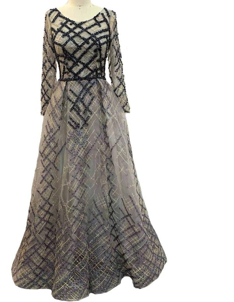 Lydie Luxury Mermaid Crystal Long Sleeves Formal Dress Mscooco.co.uk