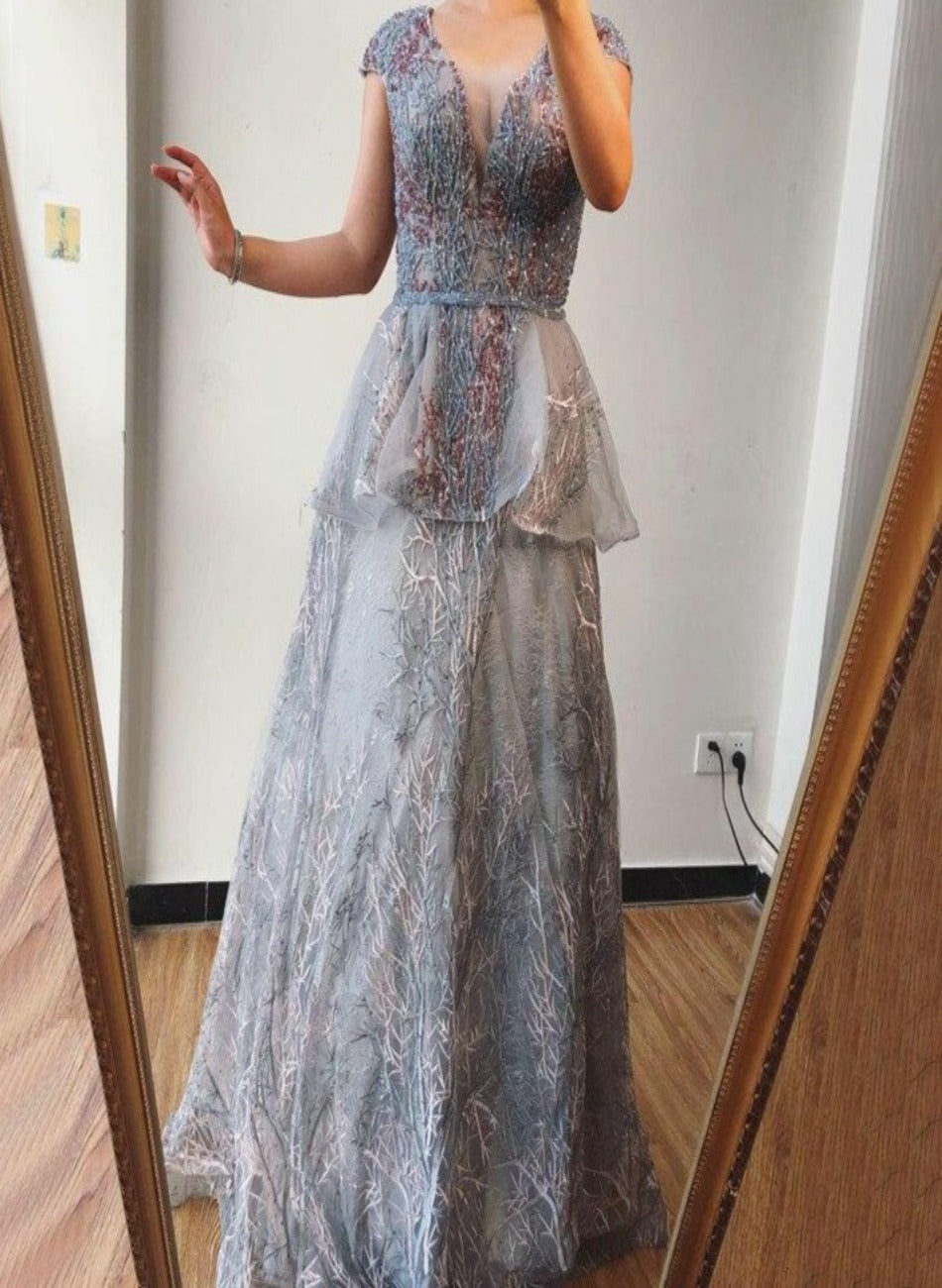 Miriam Sleeveless Luxury Sequined Crystal Formal Dress Mscooco.co.uk