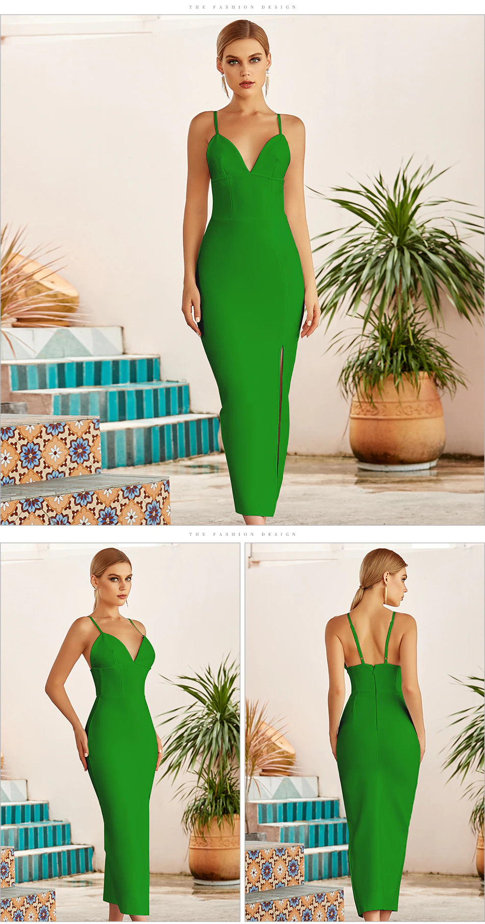 V Neck Spaghetti Strap Celebrity Dress Mscooco.co.uk