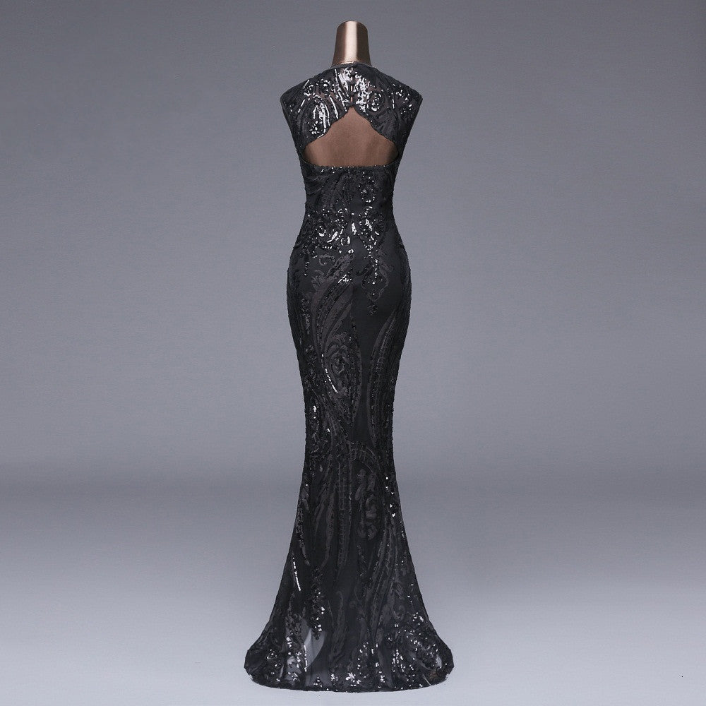 Vestido Backless Sequin Mermaid Formal Evening Dress - MSCOOCO