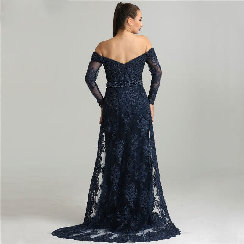 Sofia - Embroidery Pearls Evening Dress Mscooco.co.uk