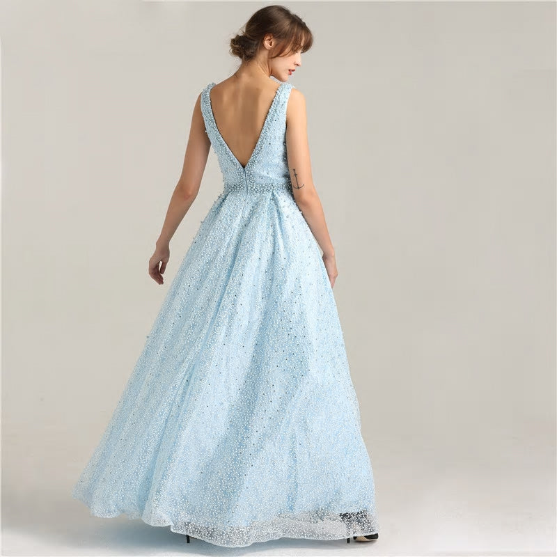 Sophia - Pearls Crystal Lux Gown Mscooco.co.uk