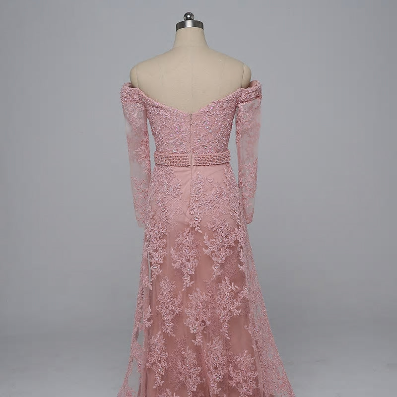 Sofia - Embroidery Pearls Evening Dress Mscooco.co.uk