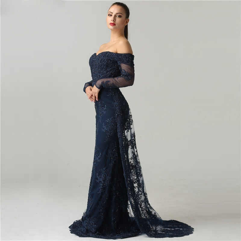 Sofia - Embroidery Pearls Evening Dress Mscooco.co.uk