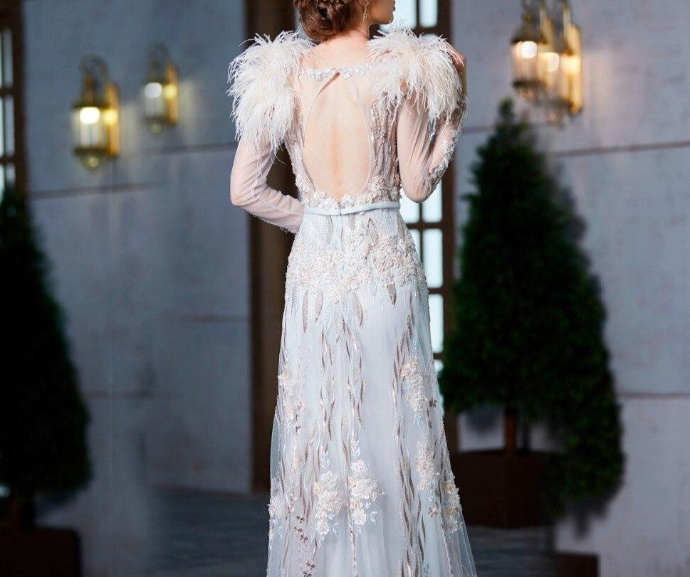 Zélie Cut Out Back Appliques Formal Dress Mscooco.co.uk