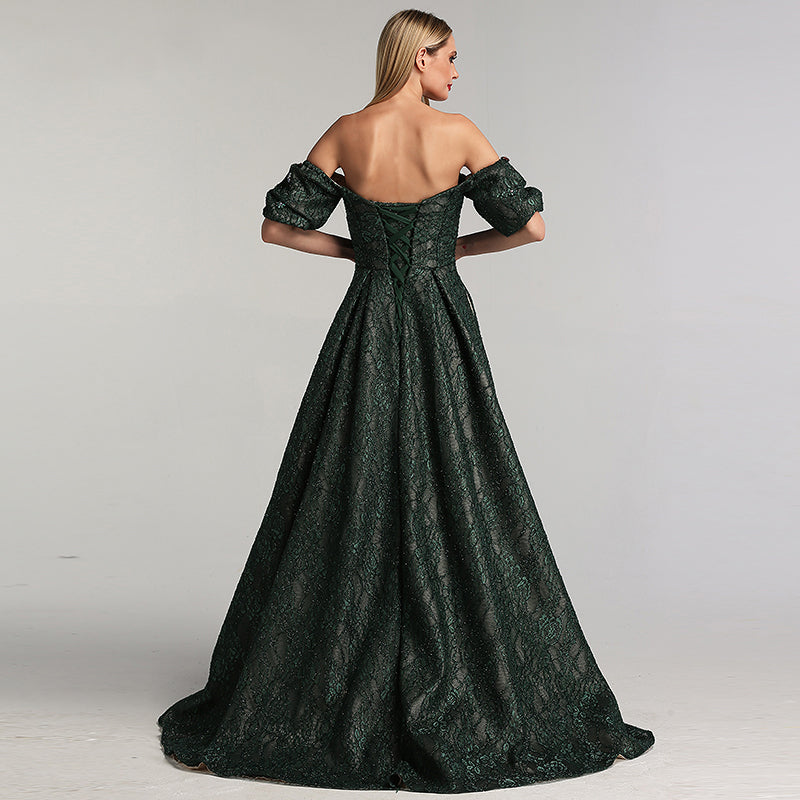 Hazel - Diamond Flowers Lace Evening Dress Mscooco.co.uk