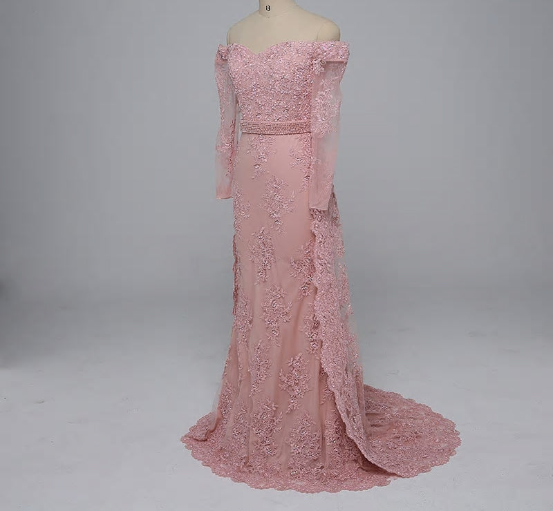 Sofia - Embroidery Pearls Evening Dress Mscooco.co.uk