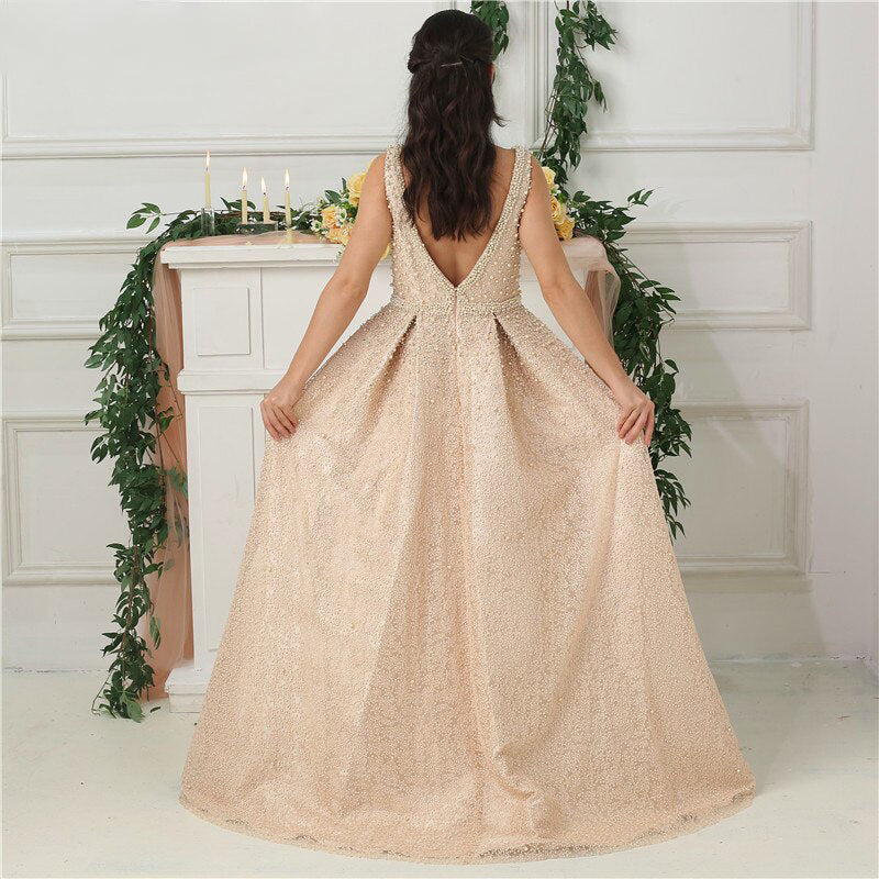 Sophia - Pearls Crystal Lux Gown Mscooco.co.uk