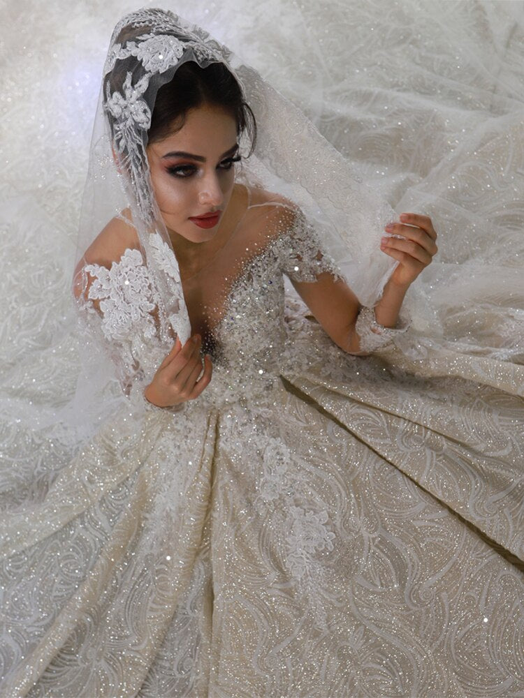 Heavy Beading Work Wedding Dress Mscooco.co.uk